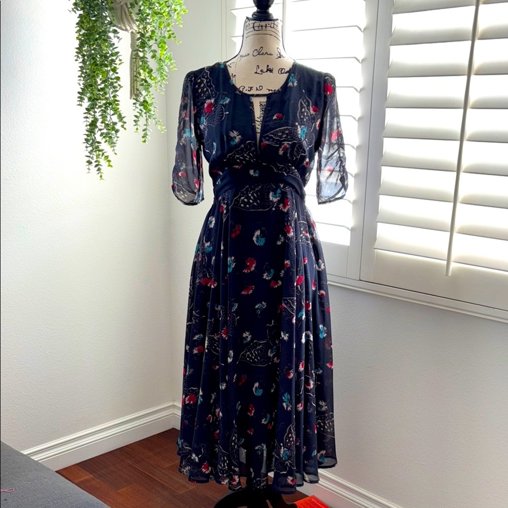 Free People Floral Navy Dress